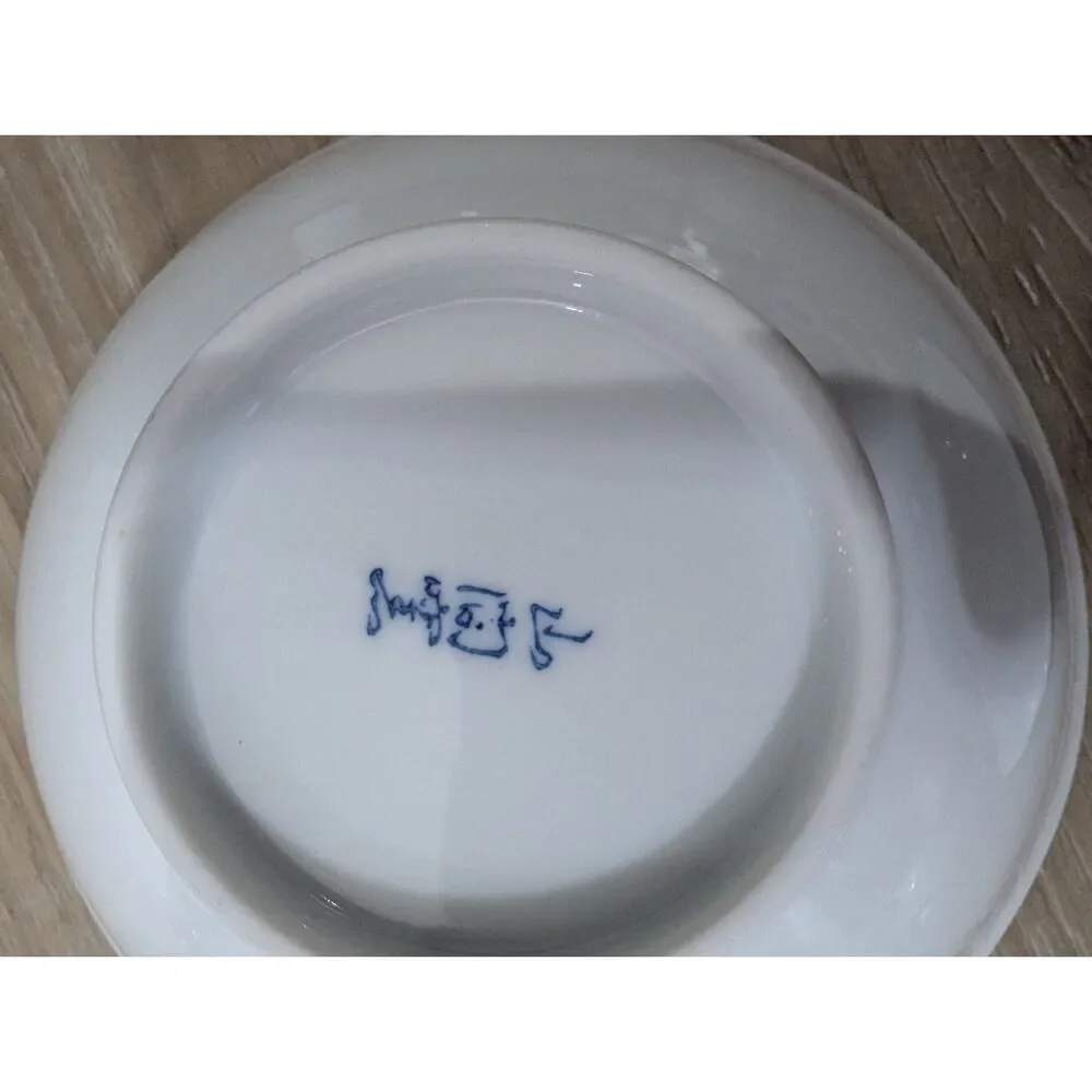 VTG Andrea by Sadek Blue White Floral Strawberry Porcelain Bowl Set of 4 Japan
